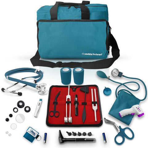 ASA TECHMED Starter Nursing Kit for Nurses - 18 Pcs Essential Set with Stethoscope & Blood Pressure Monitor - ASA TECHMED