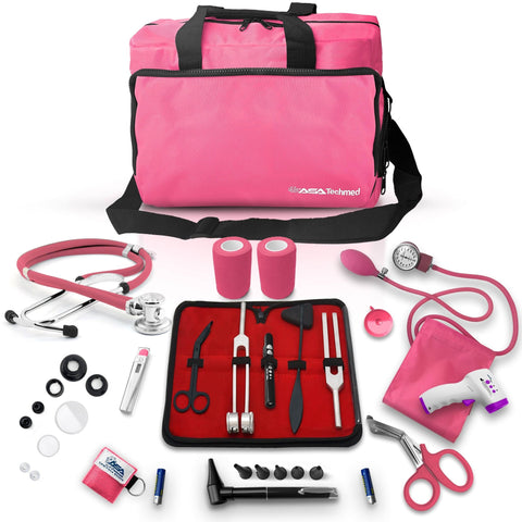 ASA TECHMED Starter Nursing Kit for Nurses - 18 Pcs Essential Set with Stethoscope & Blood Pressure Monitor - ASA TECHMED