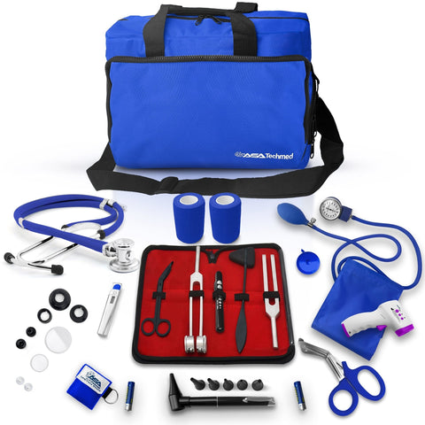 ASA TECHMED Starter Nursing Kit for Nurses - 18 Pcs Essential Set with Stethoscope & Blood Pressure Monitor - ASA TECHMED