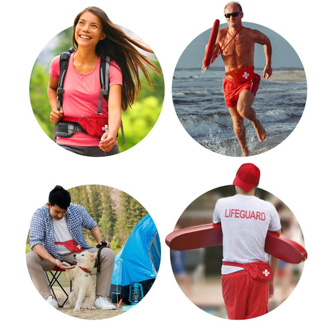 Baywatch Style Lifeguard Fanny Pack First Aid Kit with Matching Whistle and CPR Mask - ASA TECHMED