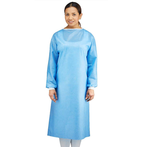 Blue Impervious Isolation Gown, Poly Coated, Elastic Cuffs - Bulk Discounts Available - ASA TECHMED