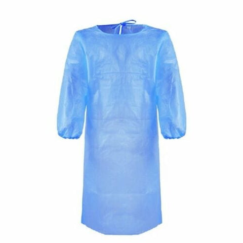 Blue Impervious Isolation Gown, Poly Coated, Elastic Cuffs - Bulk Discounts Available - ASA TECHMED