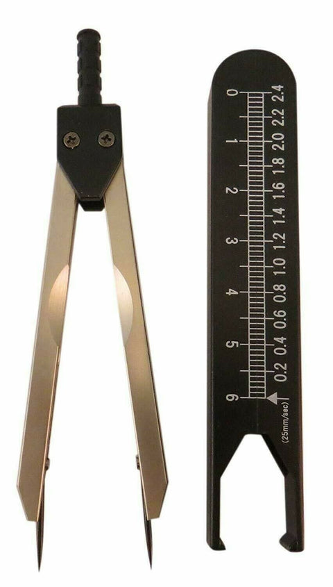Brass Deluxe ECG/EKG Calipers With Cover Ruler Compasses - ASA TECHMED