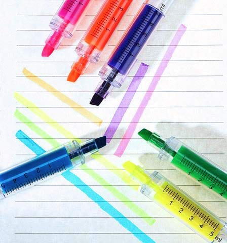 Chirstmas gift for nurse or office stuff 10pc Syringe Highlighter And Pen Set - 5 Syringe Pens + 5 Syringe Highlighters Fluorescent Medical Students, Doctors, Paramedics, Phlebotomists - ASA TECHMED