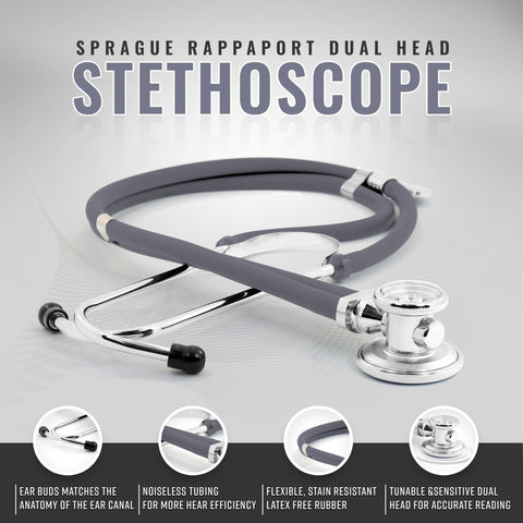 Dual Head Sprague Stethoscope and Sphygmomanometer Manual Blood Pressure Cuff Set with Case, Gift for Medical Students, Doctors, Nurses, EMT and Paramedics - ASA TECHMED