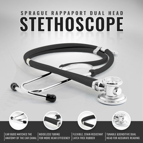 Dual Head Sprague Stethoscope and Sphygmomanometer Manual Blood Pressure Cuff Set with Case, Gift for Medical Students, Doctors, Nurses, EMT and Paramedics - ASA TECHMED