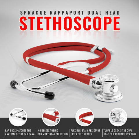 Dual Head Sprague Stethoscope and Sphygmomanometer Manual Blood Pressure Cuff Set with Case, Gift for Medical Students, Doctors, Nurses, EMT and Paramedics - ASA TECHMED