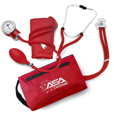 Dual Head Sprague Stethoscope and Sphygmomanometer Manual Blood Pressure Cuff Set with Case, Gift for Medical Students, Doctors, Nurses, EMT and Paramedics - ASA TECHMED