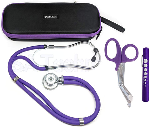 Dual Head Stethoscope with Matching Storage Case, EMT Shears and Pen Light - Assorted Colors - ASA TECHMED