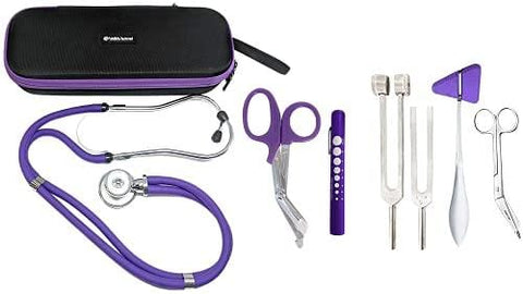 Dual Head Stethoscope with Storage Case, EMT Shears, Pen Light, Tuning Forks, Taylor Hammer, and Lister Scissors - Assorted Colors - ASA TECHMED