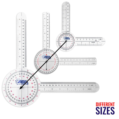 edical Goniometer Set for Precise Range of Motion Measurement | 360° 12/8/6 Inch | 6 - Piece - ASA TECHMED