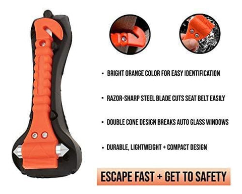 Emergency Escape Tool Auto/ Car Window Glass Hammer Breaker and Seatbelt Cutter - ASA TECHMED