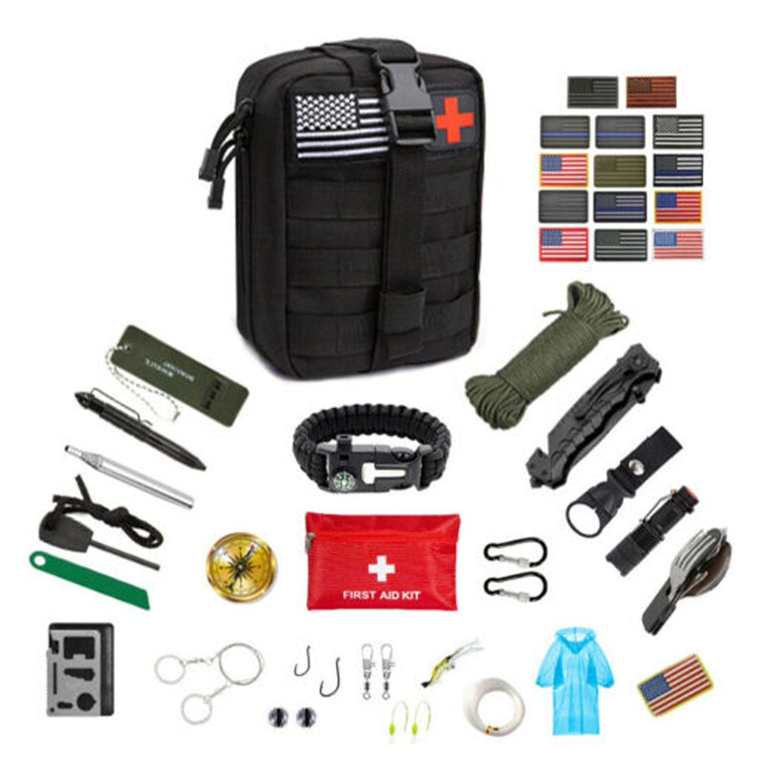 Emergency Survival Kit 50 Pc Survival Gear Tactical IFAK First Aid Kit ...