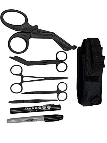 EMT/ First Responder Medical Tool Kit: Nylon Belt Pouch with EMT Shears, Bandage Scissors, Forceps, Hemostat, and More - Assorted Colors - ASA TECHMED