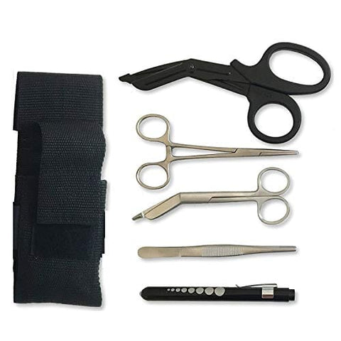 EMT/ First Responder Medical Tool Kit: Nylon Belt Pouch with EMT Shears, Bandage Scissors, Forceps, Hemostat, and More - Assorted Colors - ASA TECHMED