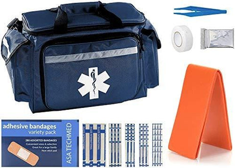 EMT First Responder Trauma Bag with First Aid Kit - Includes 280 Bandage Variety Pack - ASA TECHMED