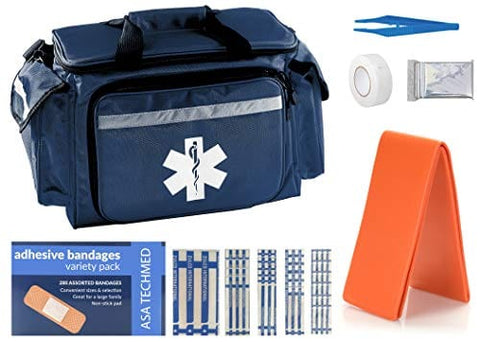 EMT First Responder Trauma Bag with First Aid Kit - Includes 280 Bandage Variety Pack - ASA TECHMED