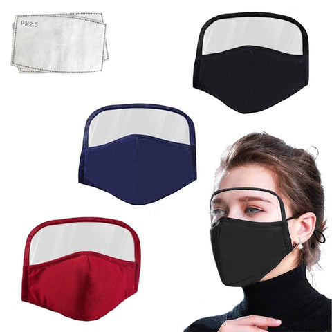 Face Protective Face Guard with Transparent Eyes Shield, Cotton Dust Proof Outdoor - ASA TECHMED