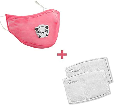 Fashion Washable Cotton Face Mask for Child Cute Smart Mask (Pink) Reusable/INSIDE: 1 MASK and 2PCS Replacement Filters - ASA TECHMED