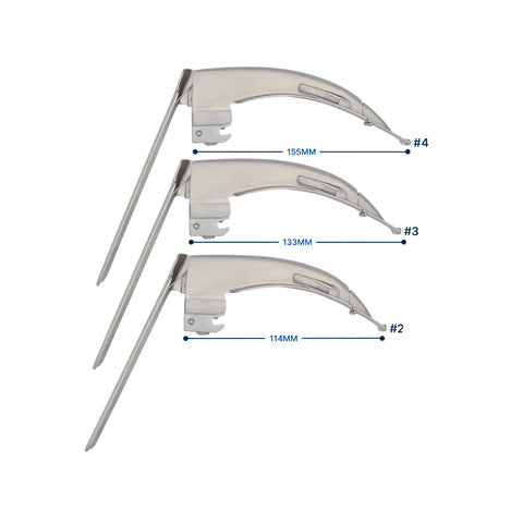 Fiber Optic McCoy Laryngoscope Blades # 2, 3, 4 with Medium Handle - ASA TECHMED