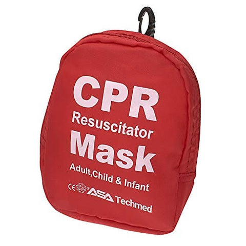 First Aid CPR Rescue Mask for Adult, Child, Infant Pocket Resuscitator, — with Case, Gloves, Alcohol Prep Pads, One Way Valve CPR Face Shield Kit - ASA TECHMED