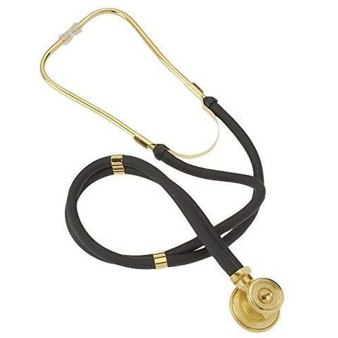 Gold & Black Premium Sprague Rappaport Lightweight Dual Head Stethoscope | Adult, Pediatric, Infant Chestpiece + Accessory Pouch for Clincial, Doctor, Nurse - ASA TECHMED