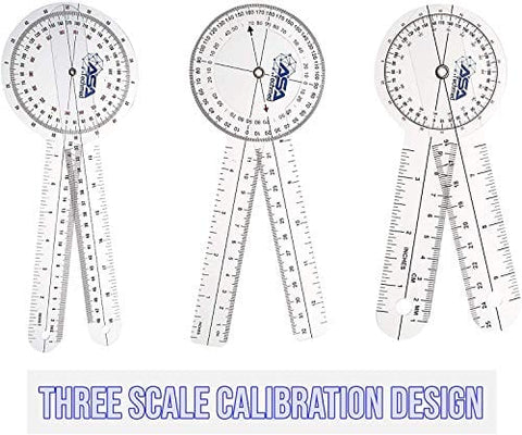 Goniometer Set 2 - 3 Pieces 12", 8", 6"/ 360 Degree - ASA TECHMED