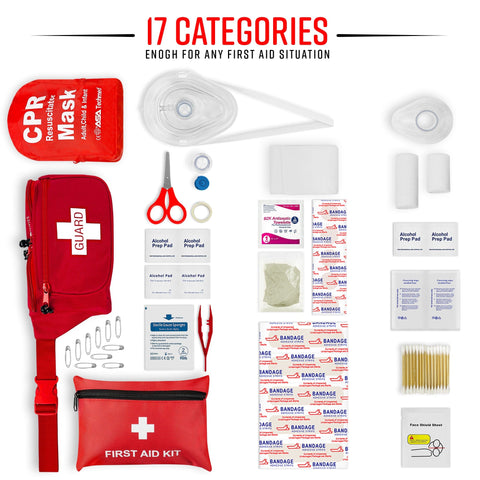 Lifeguard First Aid Kit - Includes Lifeguard Fanny Pack/ Hip Pack, CPR Kit and 72 - Piece First Aid Kit - ASA TECHMED