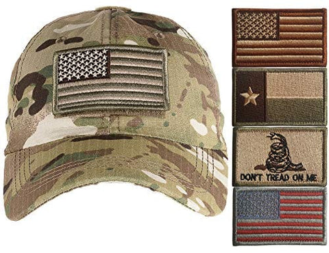 Lightbird Tactical Hat with 6 Pieces Tactical Military Patches, Adjustable Operator Hat, Durable Tactical OCP Flag Ball Cap Hat for Men Work, Gym, Hiking and More (Multicam 2) - ASA TECHMED