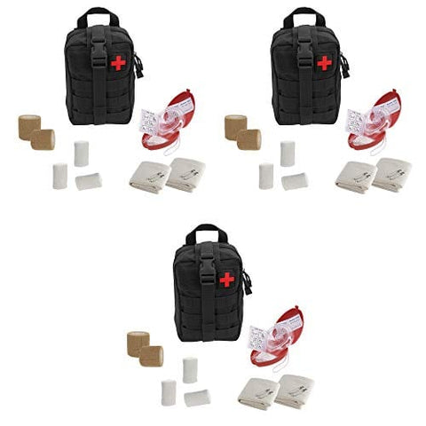 Molle Pouch CPR Rescue Kit with Adult/Child Pocket Resuscitator Mask, Cohesive Bandages, Gloves, & Wipes - ASA TECHMED