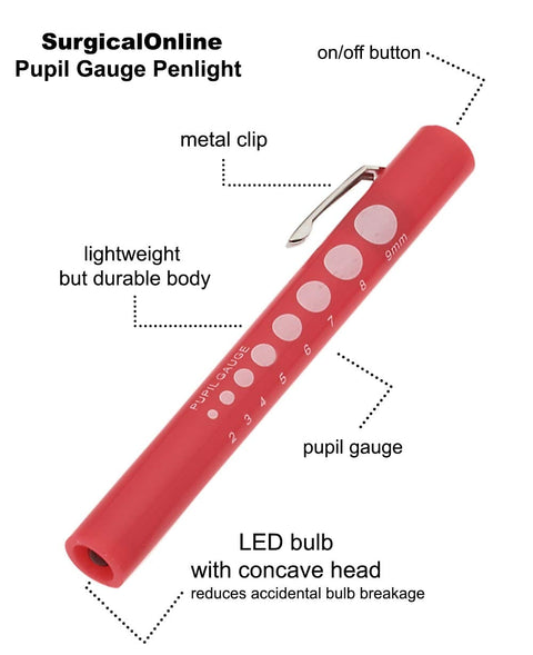 Nurse Pen Lights - Colorful Pupil Gauge Pen Lights for Nurses in Assorted Colors - ASA TECHMED