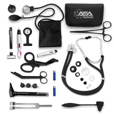 Nurse Starter Kit: Complete Diagnostic Tools with Blood Pressure Monitor, Stethoscope, Otoscope, and More - ASA TECHMED