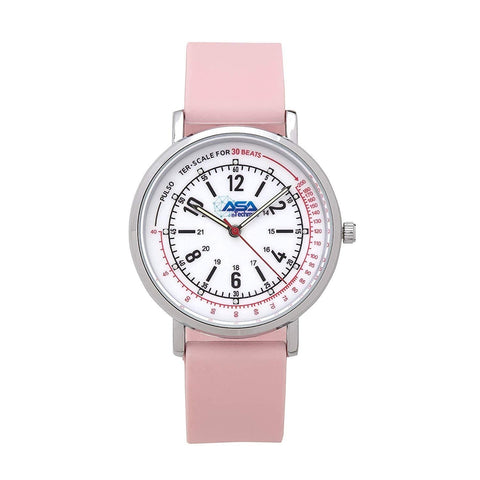 Nurse Watch with 30 Pulsometer, Silicone Band, Second Hand, and Military Time - Assorted Colors - ASA TECHMED
