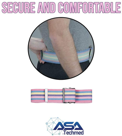 Pastel 60" Walking Patient Transfer Gait Belt with Metal Buckle and Belt Loop Holder - ASA TECHMED