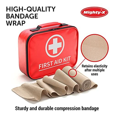 Premium Elastic Bandage Wrap - 8 Pack + 8 Extra Clips - Durable Compression Bandage (4X - 3 inch, 4X - 4 inch Rolls) Stretches up to 15ft in Length - ASA TECHMED