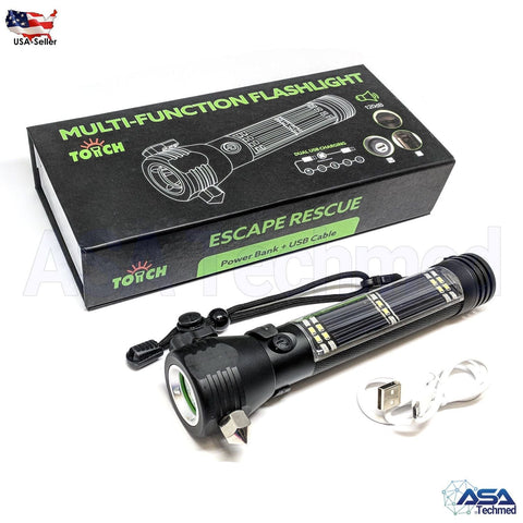 Roadside Rescue 9 - IN - 1 Multi - Function Solar Powered Flashlight / Survival Tool - ASA TECHMED