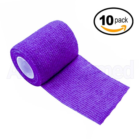 Self Adhesive Bandage Gauze Rolls Elastic Adherent Tape First Aid Kit Wrap 10pcs - ASA TECHMED