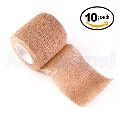 Self Adhesive Bandage Gauze Rolls Elastic Adherent Tape First Aid Kit Wrap 10pcs - ASA TECHMED