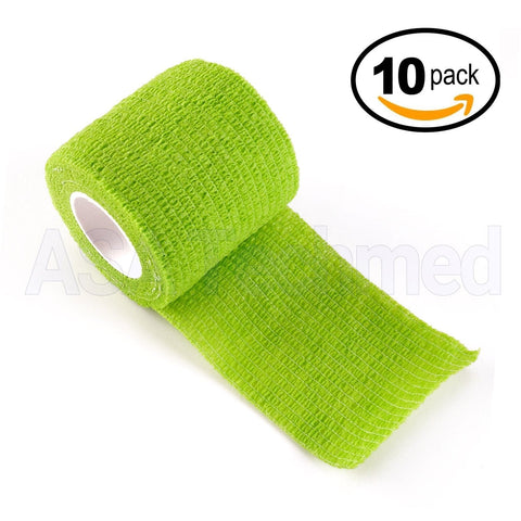 Self Adhesive Bandage Gauze Rolls Elastic Adherent Tape First Aid Kit Wrap 10pcs - ASA TECHMED