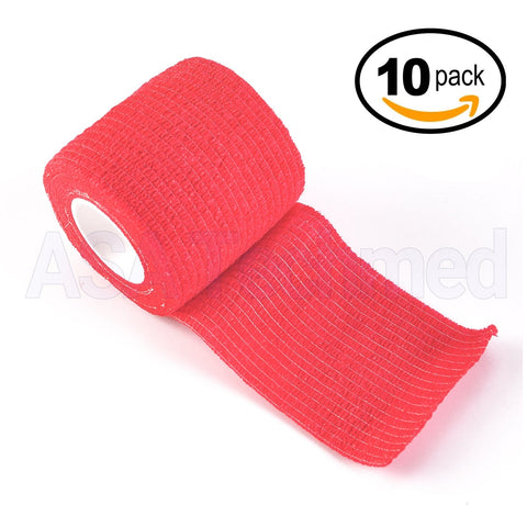 Self Adhesive Bandage Gauze Rolls Elastic Adherent Tape First Aid Kit Wrap 10pcs - ASA TECHMED