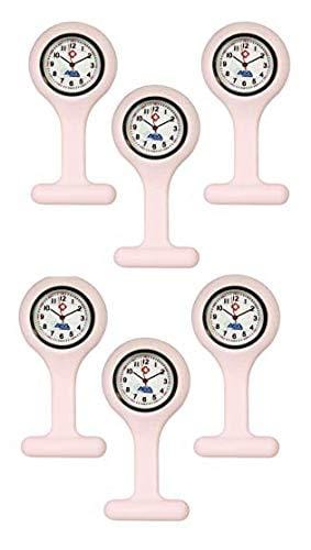 Set of 6 Silicone Nurse Watch W/Pin/Clip, Infection Control Design, Health Care, Nurse, Doctor, Paramedic, Nursing Student, Medical Brooch Fob Watch - ASA TECHMED