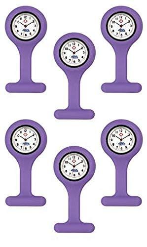 Set of 6 Silicone Nurse Watch W/Pin/Clip, Infection Control Design, Health Care, Nurse, Doctor, Paramedic, Nursing Student, Medical Brooch Fob Watch - ASA TECHMED