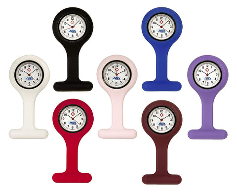 Set of 7 Silcone Nurse Watch W/Pin/Clip, Infection Control Design, Health Care, Nurse, Doctor, Paramedic, Nursing Student, Medical Brooch Fob Watch - ASA TECHMED