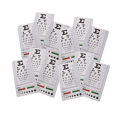 Snellen Pocket Eye Chart Wall Chart for Visual Acuity with Red + Green Lines, Pupil Gauge - ASA TECHMED