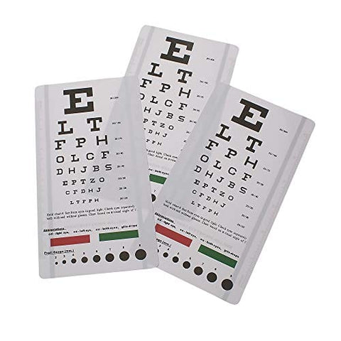 Snellen Pocket Eye Chart Wall Chart for Visual Acuity with Red + Green Lines, Pupil Gauge - ASA TECHMED