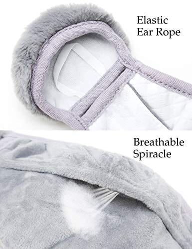 Unisex Mouth Mask Warmer Cotton Fleece Earmuff Unisex Winter Warm Mouth - muffle with Breathing Holes Cold - Proof Windproof Full Ears Protection Accessories Half Face Mask with Earflap Outdoor Sport Grey - ASA TECHMED